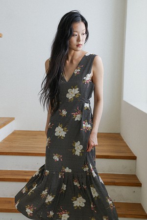 LS_Garden bloom long dress_BLACK