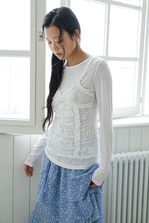 LS_Lace bustier layered top_WHITE