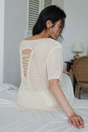LS_Natural crochet knit top_IVORY