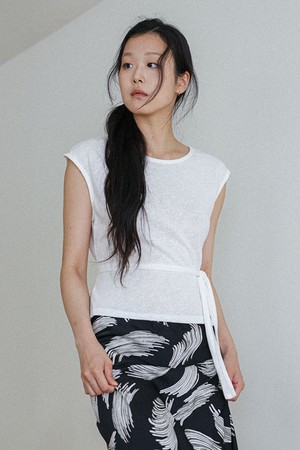 LS_Natural waist tie knit top_WHITE