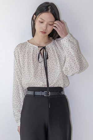 LS_Ribbon tie flower blouse_IVORY