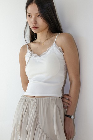 LS_Lace trim camisole tank top_WHITE