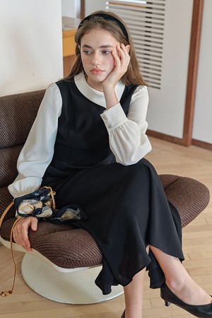 SR_Colorblock long-sleeve dress