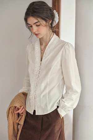 SR_Line lace long blouse