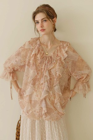 SR_Ruffled chiffon blouse_PEACH PINK