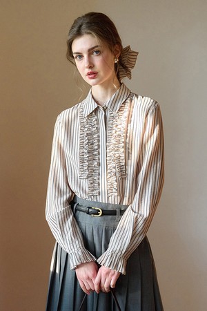 SR_Leaf striped shirt