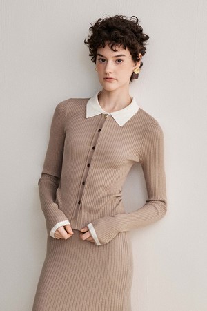 YY_Color-block collar knit_2color