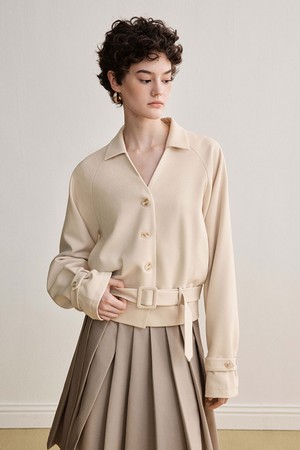YY_Tie-waisted shirt jacket