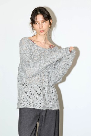 WD_Boat neck openwork knit