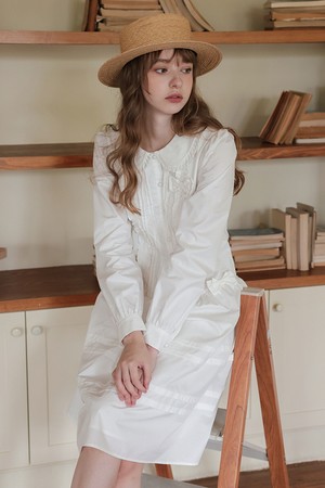 Doll collar shirt midi dress