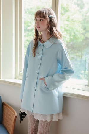 Blue doll collar loose coat