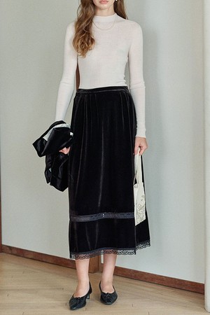 Black lace velvet skirt