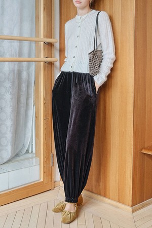 Black lace velvet pants