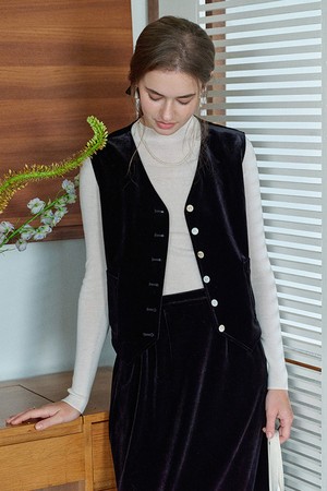 Black lace velvet vest