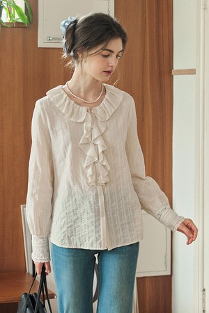 Textured striped commuter blouse