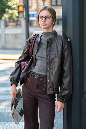 Collar loose cropped jacket