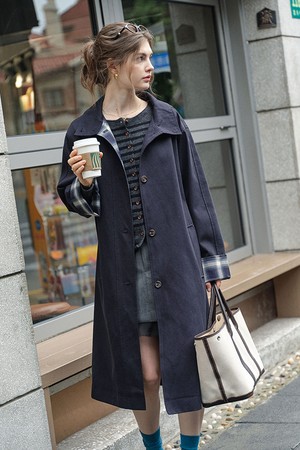 Cuff long trench coat