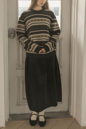 Velvet a-line midi skirt_2color
