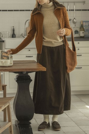 Velvet a-line midi skirt_2color