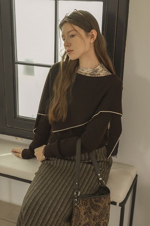 Ruffle layered knit top