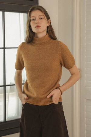 Turtleneck short sleeve knit_2color