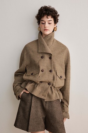 YY_Lapel slim blend jacket
