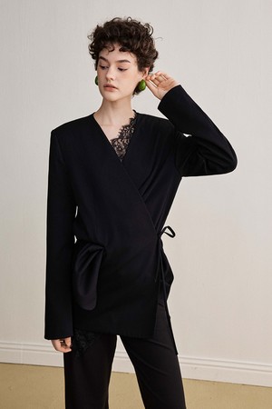 YY_Lace patchwork blazer