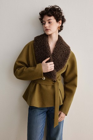 YY_Tie-up waist crop jacket