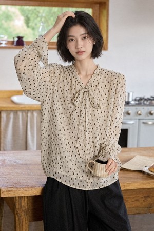 LS_Long-sleeve polka dot top