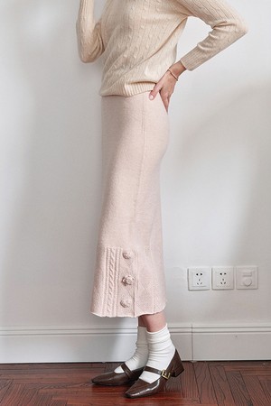 SR_Crochet twisted knit skirt
