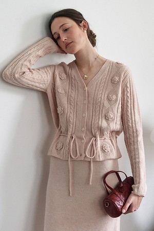 SR_Crochet twisted knit cardigan