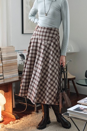 SR_A-line plaid midi skirt