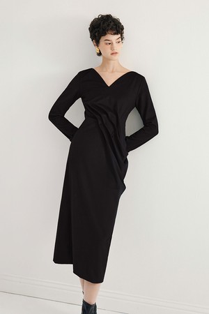YY_Pleated slim fit dress