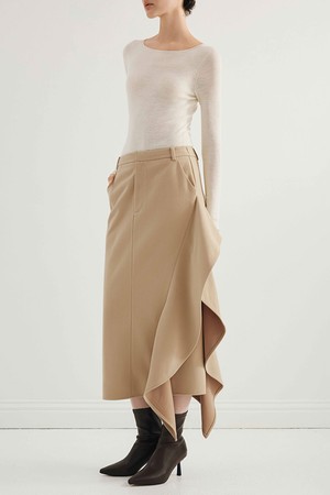 YY_Commuter drape midi skirt