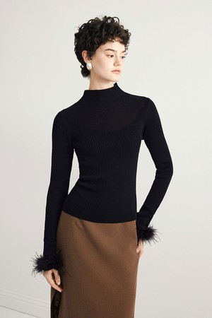 YY_Half-turtleneck fur knit_2color