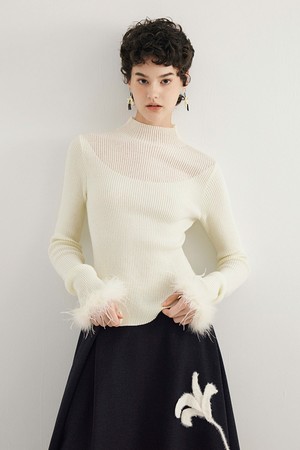 YY_Half-turtleneck fur knit_2color