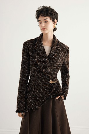 YY_Slim irregular brown jacket