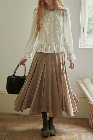 PM_Gentle dot midi skirt