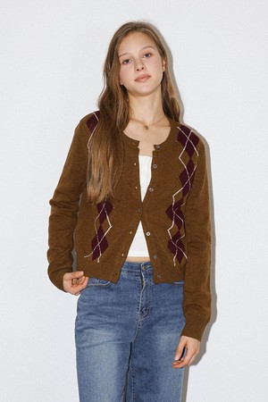 DD_Argyle button cardigan