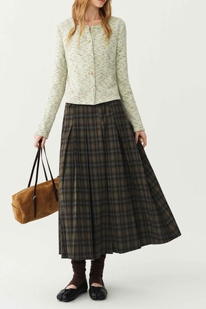 WD_Check pleated skirt