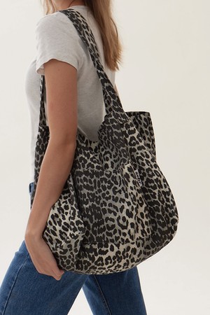 Leopard Twill Cotton Big Bag (Black)