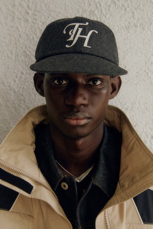 WOOL BLEND TH APPLIQUE LOGO DEEP-FIT 6-PANEL CAP GREY
