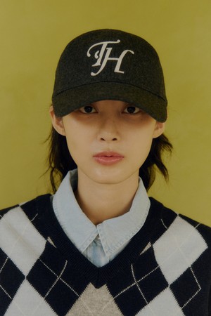 WOOL BLEND TH APPLIQUE LOGO DEEP-FIT BALLCAP GREY