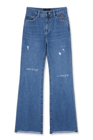 Damaged Boots-Cut Denim Pants -BLUE _ CW23FW_B17W