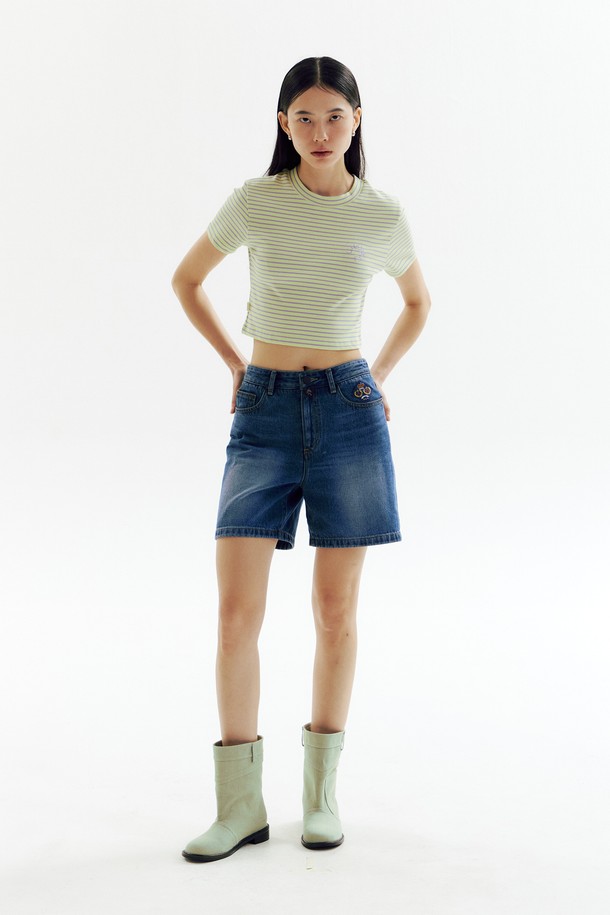 CHOWOO - 쇼트팬츠 - Basic Blue Denim Shorts_CW1A_B06WBL