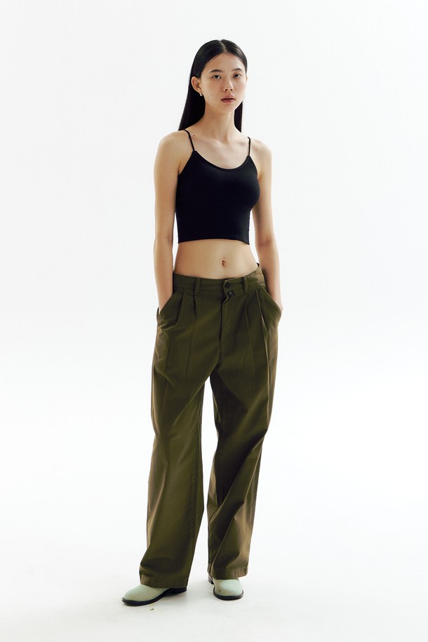 CHOWOO - 롱/미디팬츠 - Khaki 4-Tuck Detail Pant_CW1A_B15WKK