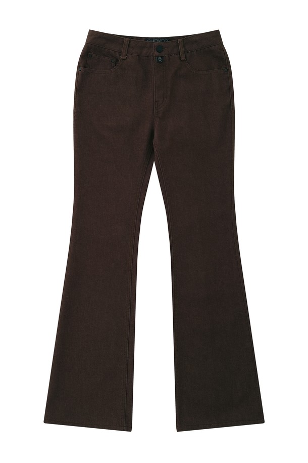 CHOWOO - 데님 - Brown Semi-Bootcut Pants