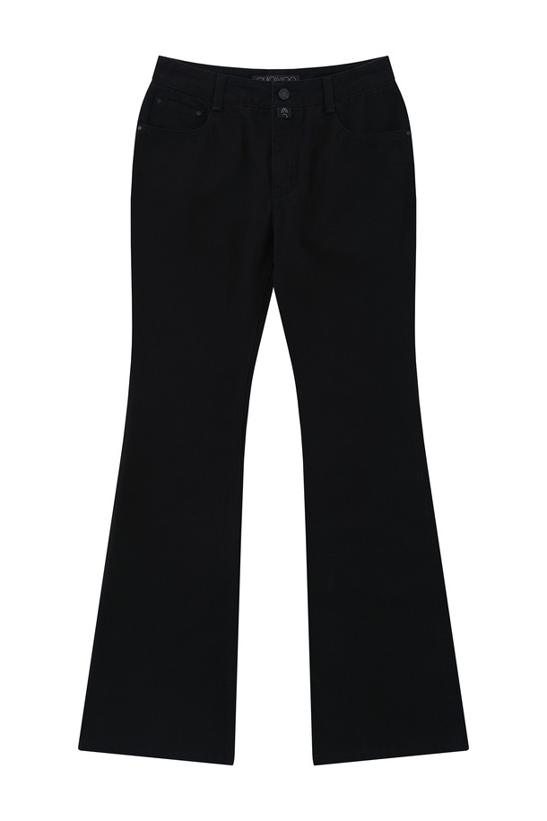 CHOWOO - 데님 - Black Semi-Bootcut Pants