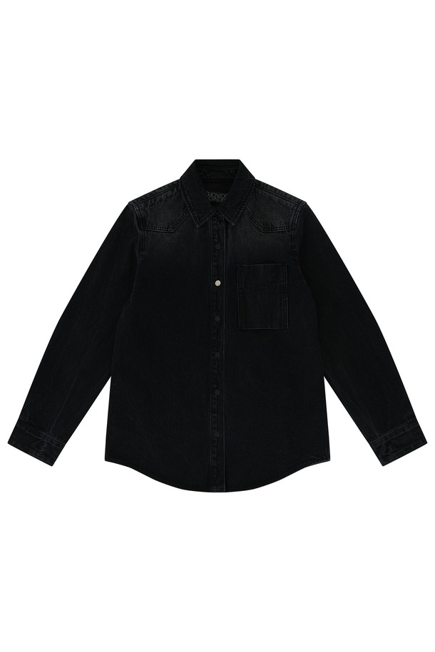 CHOWOO - 셔츠 - Black Basic Shirts-W