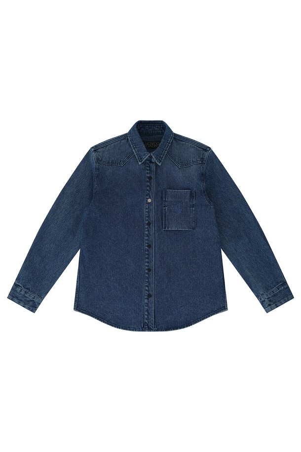 CHOWOO - 셔츠 - Blue Corduroy Shirts-W